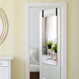 Gainoom Over The Door Mirror Rectangle Wall Mounted Mirror W/ Bamboo Frame & Round Corners - thumbnail 3