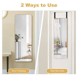 Gainoom Over The Door Mirror Rectangle Wall Mounted Mirror W/ Bamboo Frame & Round Corners - thumbnail 8