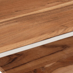 Berkfield Coffee Table Silver Stainless Steel And Solid Wood Acacia - thumbnail 5