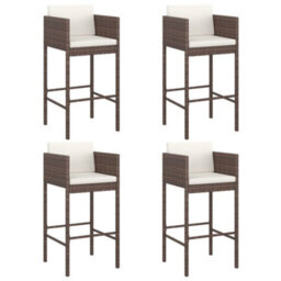 Berkfield 5 Piece Garden Bar Set With Cushions Brown Poly Rattan - thumbnail 3