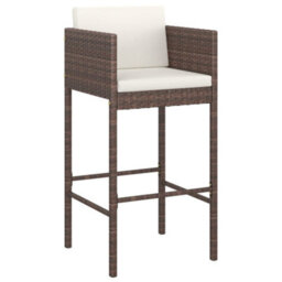 Berkfield 5 Piece Garden Bar Set With Cushions Brown Poly Rattan - thumbnail 4