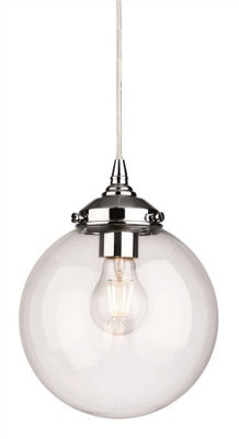 Luminosa Lighting Luminosa Seville 1 Light Globe Ceiling Pendant Chrome With Clear Glass, E27