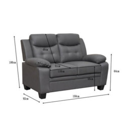 Eco Living Aura 3+2 Modern Leather Sofa Set - Grey - thumbnail 7