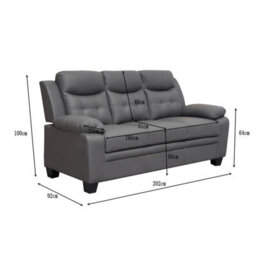 Eco Living Aura 3+2 Modern Leather Sofa Set - Grey - thumbnail 6