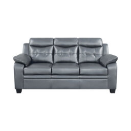 Eco Living Aura 3+2 Modern Leather Sofa Set - Grey - thumbnail 3