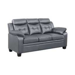 Eco Living Aura 3+2 Modern Leather Sofa Set - Grey - thumbnail 2
