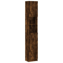 Berkfield Bathroom Cabinet Smoked Oak 32X25.5X190 Cm Engineered Wood - thumbnail 2