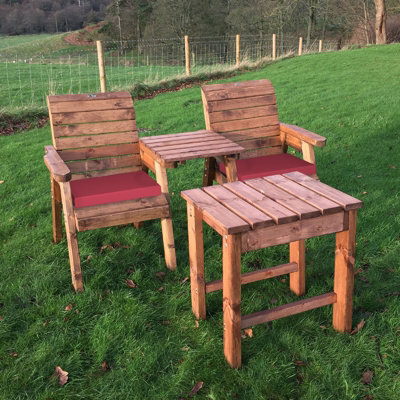 Charles Taylor Trading Deluxe Companion Set With Cushions - W160 X D160 X H98 - Fully Assembled - Burgundy - image 1