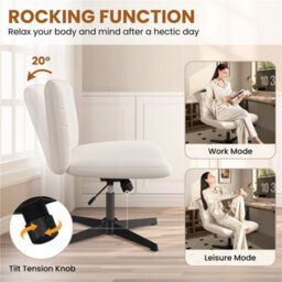 Yaheetech Fabric Swivel Desk Chair With No Arms - Beige - thumbnail 6