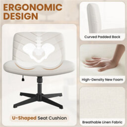 Yaheetech Fabric Swivel Desk Chair With No Arms - Beige - thumbnail 7
