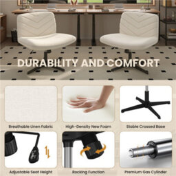 Yaheetech Fabric Swivel Desk Chair With No Arms - Beige - thumbnail 4