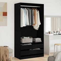 Walplus Wardrobe With Shelf Black Oak 100 X 50 X 200 Cm Engineered Wood - thumbnail 1