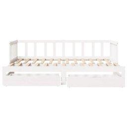 Berkfield Daybed With Trundle And Drawers Without Mattress White 80X200 Cm - thumbnail 4