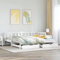 Berkfield Daybed With Trundle And Drawers Without Mattress White 80X200 Cm - thumbnail 1