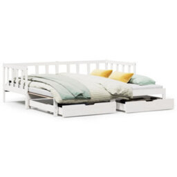 Berkfield Daybed With Trundle And Drawers Without Mattress White 80X200 Cm - thumbnail 2