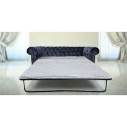 Chesterfield Genuine Crystal Diamond 3 Seater Sofa Bed Black Velvet Fabric In Classic Style - thumbnail 2