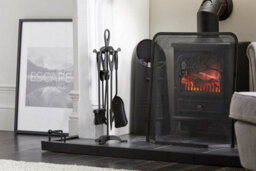 Fire28 Black 5 Piece Fireplace Companion Set With Loop Handle Stand Poker Shovel Brush And Tongs 59Cm X 20Cm - thumbnail 3