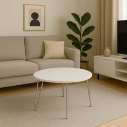 Aspect Furniture Brockton Round Manufactured Wood Coffee Table ,white/chrome - thumbnail 8