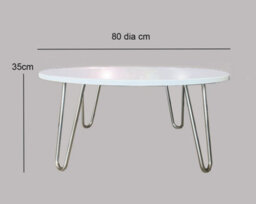 Aspect Furniture Brockton Round Manufactured Wood Coffee Table ,white/chrome - thumbnail 4