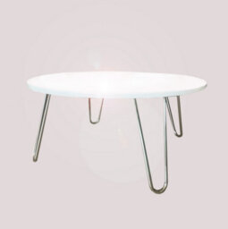 Aspect Furniture Brockton Round Manufactured Wood Coffee Table ,white/chrome - thumbnail 6