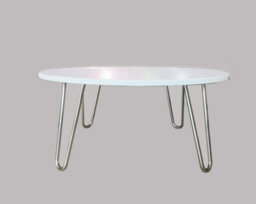 Aspect Furniture Brockton Round Manufactured Wood Coffee Table ,white/chrome