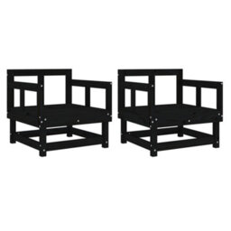 Berkfield Rustic Garden Chairs 2 Pcs Black Solid Wood Pine