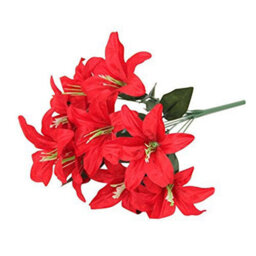 Best Artificial 45Cm Stargazer Lillies 10 Head Flower Spray / Red - thumbnail 1