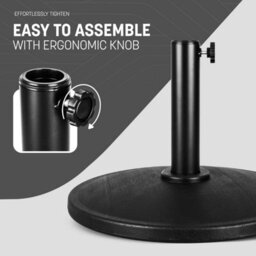 Keplin 20Kg Plain Black Effect Parasol Base Heavy Duty Metal Garden Patio Furniture Stand For Umbrella, Canopy, Gazebo, Awning - thumbnail 2