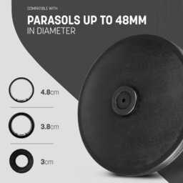 Keplin 20Kg Plain Black Effect Parasol Base Heavy Duty Metal Garden Patio Furniture Stand For Umbrella, Canopy, Gazebo, Awning - thumbnail 5