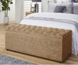 120Cm Chesterfield Ottoman Storage Box -Upholstered Blanket Box - Brown Naple Ottoman Bench