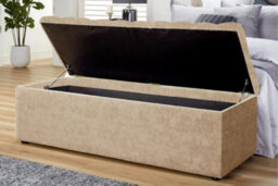 120Cm Chesterfield Ottoman Storage Box -Upholstered Blanket Box - Brown Naple Ottoman Bench - thumbnail 2
