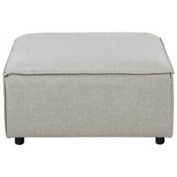 Element Ottoman In Beige Polyester Upholstery With Black Legs, 86 X 86 X 45 Cm - Wyld And Coco - thumbnail 1