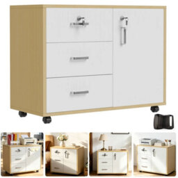 3 Drawer Mobile File Cabinet Lockable Documents Storage For Home Office W/ Lock - thumbnail 2