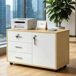 3 Drawer Mobile File Cabinet Lockable Documents Storage For Home Office W/ Lock - thumbnail 1