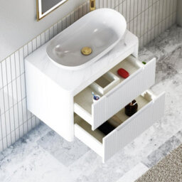 Royal Bathrooms Avenza 700mm Matt White Wall Hung Bathroom Countertop Vanity Unit 2 Drawer With Cesar Basin - thumbnail 5