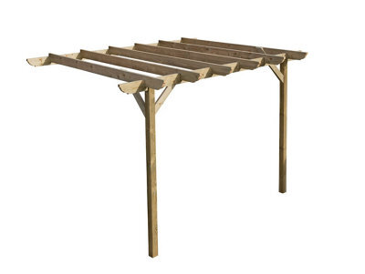 Arbor Garden Solutions Lean To Wooden Garden Pergola Kit - Corbel Design Wall Mounted Gazebo, 2.4M X 3.6M (Natural Finish) - image 1