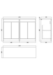 Balterley Chartley Contemporary Floor Standing 2 Door Vanity Unit With Laminate Worktop, 1200mm, Smoked Red - thumbnail 5