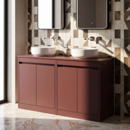 Balterley Chartley Contemporary Floor Standing 2 Door Vanity Unit With Laminate Worktop, 1200mm, Smoked Red - thumbnail 4
