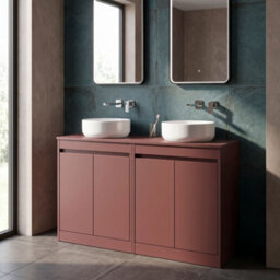 Balterley Chartley Contemporary Floor Standing 2 Door Vanity Unit With Laminate Worktop, 1200mm, Smoked Red - thumbnail 2