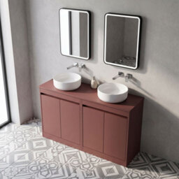 Balterley Chartley Contemporary Floor Standing 2 Door Vanity Unit With Laminate Worktop, 1200mm, Smoked Red - thumbnail 3