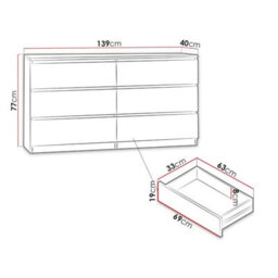 Malwa M6 Wide Chest Of Drawers With Roller Guided Drawers And Handleless Fronts Black - thumbnail 4
