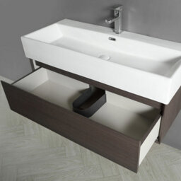 Homestylestore 1010mm Dark Walnut Wall Hung Waterproof Bathroom Vanity Unit - thumbnail 3