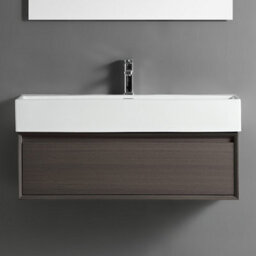 Homestylestore 1010mm Dark Walnut Wall Hung Waterproof Bathroom Vanity Unit - thumbnail 1