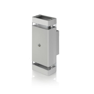 Auraglow Dusk Till Dawn Sensor Double Up & Down Wall Light - Thruxton - Silver - Fitting Only - image 1