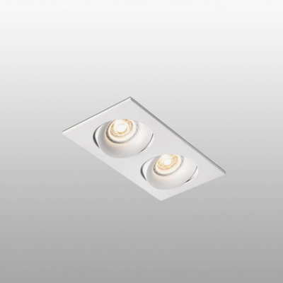 Luminosa Lighting Luminosa Arg 2 Light Double Square Tiltable Recessed Spotlight White, Gu10 - image 1
