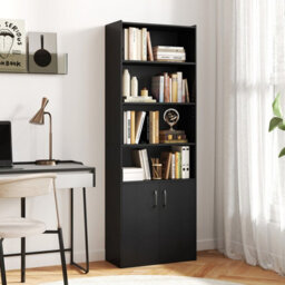 Costway 178 Cm Bookcase W/ 2-Door Cabinet 6-Tier Modern Storage Cabinet-Black - thumbnail 1