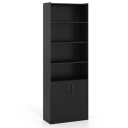 Costway 178 Cm Bookcase W/ 2-Door Cabinet 6-Tier Modern Storage Cabinet-Black - thumbnail 9