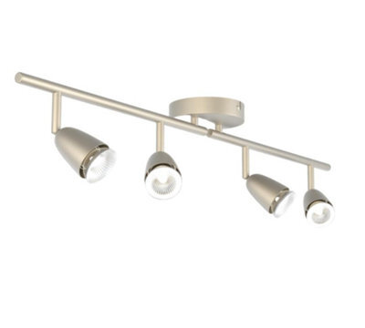 National Lighting Led Celing Lights Rotatable, 4 Way Ceiling Spolights, Satin Silver Finish, For Living Room, Kitchen, Bedroom