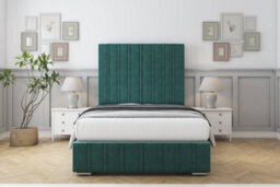 "Sloomy Langston Emerald Plush Bed Frame With Mattress With 50"" Upholstered Headboard 4' Small Double" - thumbnail 1