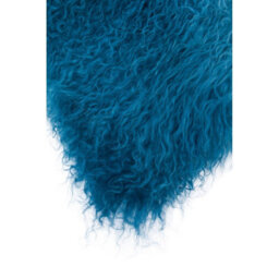 Orsina Blue Ombre Mongolian Lamb Fur Square Cushion, Luxe Gradient Faux Fur Throw Pillow With Feather Filler - thumbnail 8